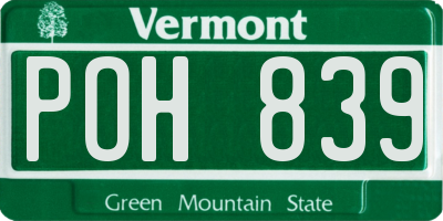 VT license plate POH839