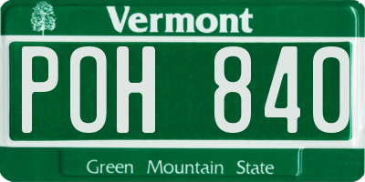 VT license plate POH840