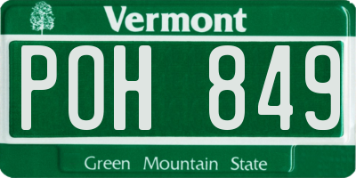 VT license plate POH849