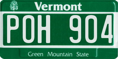 VT license plate POH904