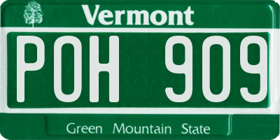 VT license plate POH909