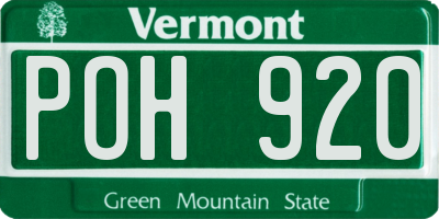 VT license plate POH920