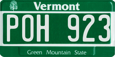 VT license plate POH923