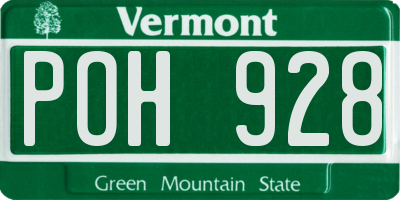 VT license plate POH928