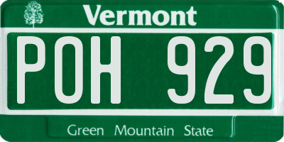 VT license plate POH929