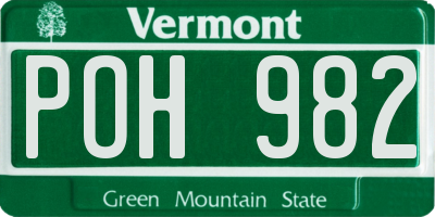 VT license plate POH982