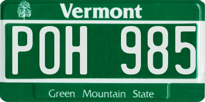 VT license plate POH985