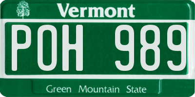 VT license plate POH989