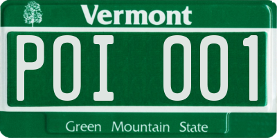 VT license plate POI001