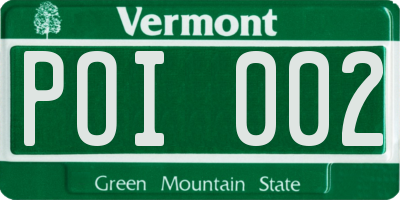 VT license plate POI002
