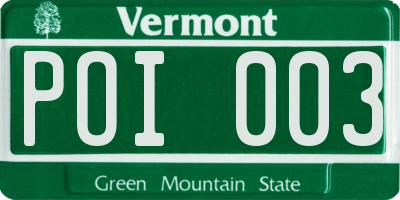 VT license plate POI003