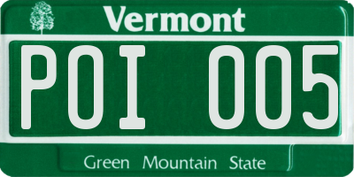 VT license plate POI005