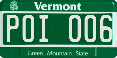 VT license plate POI006