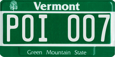 VT license plate POI007