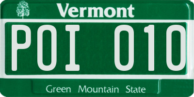 VT license plate POI010