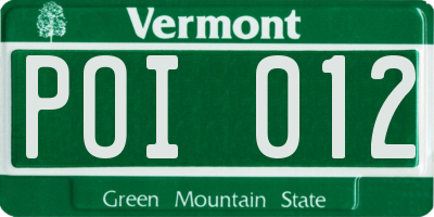 VT license plate POI012