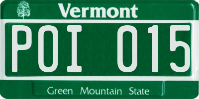 VT license plate POI015