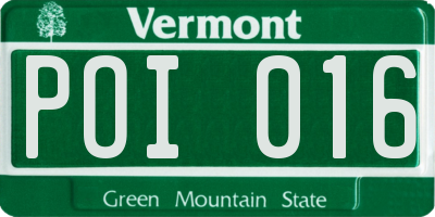VT license plate POI016