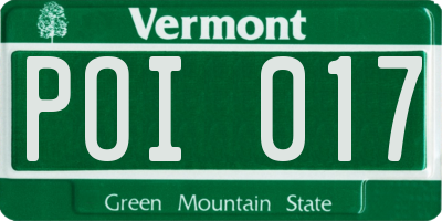 VT license plate POI017