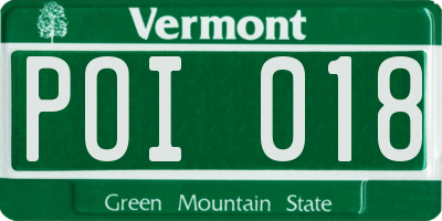 VT license plate POI018