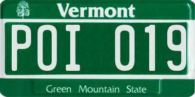 VT license plate POI019