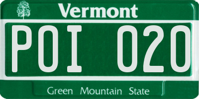 VT license plate POI020