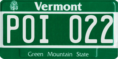 VT license plate POI022