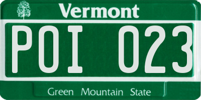 VT license plate POI023