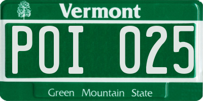 VT license plate POI025