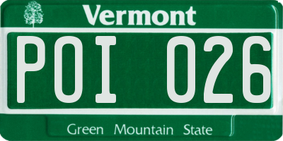 VT license plate POI026
