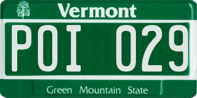 VT license plate POI029