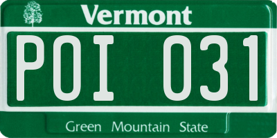 VT license plate POI031