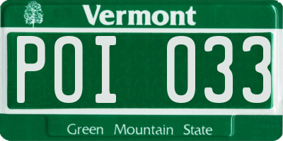 VT license plate POI033