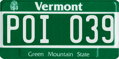 VT license plate POI039