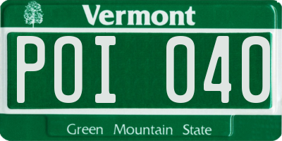VT license plate POI040