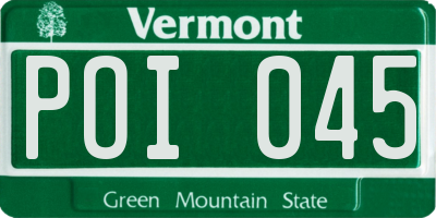 VT license plate POI045