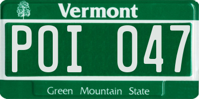 VT license plate POI047