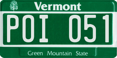 VT license plate POI051
