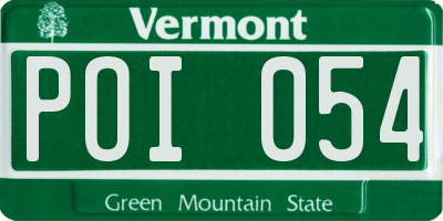 VT license plate POI054
