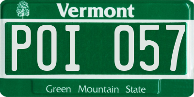 VT license plate POI057