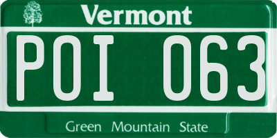 VT license plate POI063
