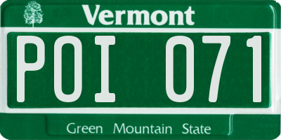 VT license plate POI071