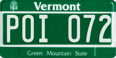 VT license plate POI072
