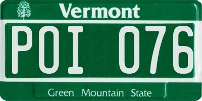 VT license plate POI076