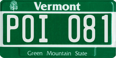 VT license plate POI081