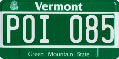 VT license plate POI085