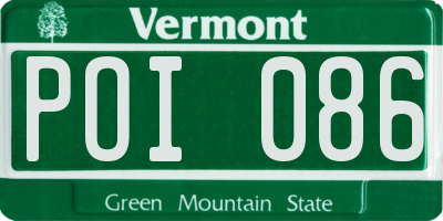VT license plate POI086