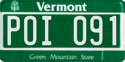 VT license plate POI091