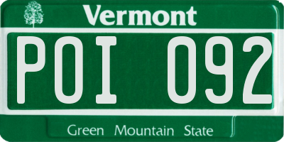 VT license plate POI092