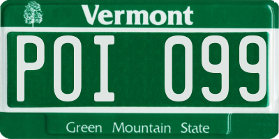 VT license plate POI099